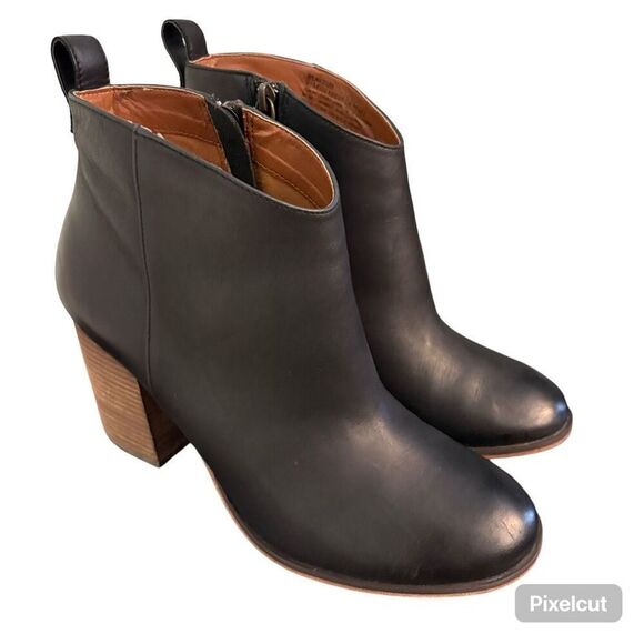 Nordstrom Black Burnished Leather Booties from Size 9.5 - Picture 1 of 6